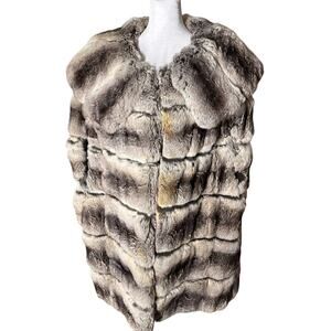Vintage Aurora Genuine Chinchilla Horizontal Fur Vest Opera Collar S M L womens